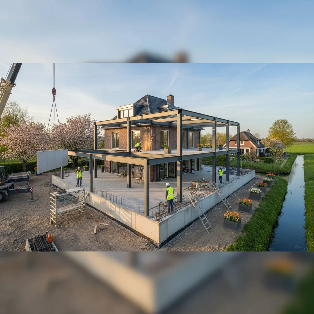 Aanbouwen in beeld - Bouwfase met staalconstructie