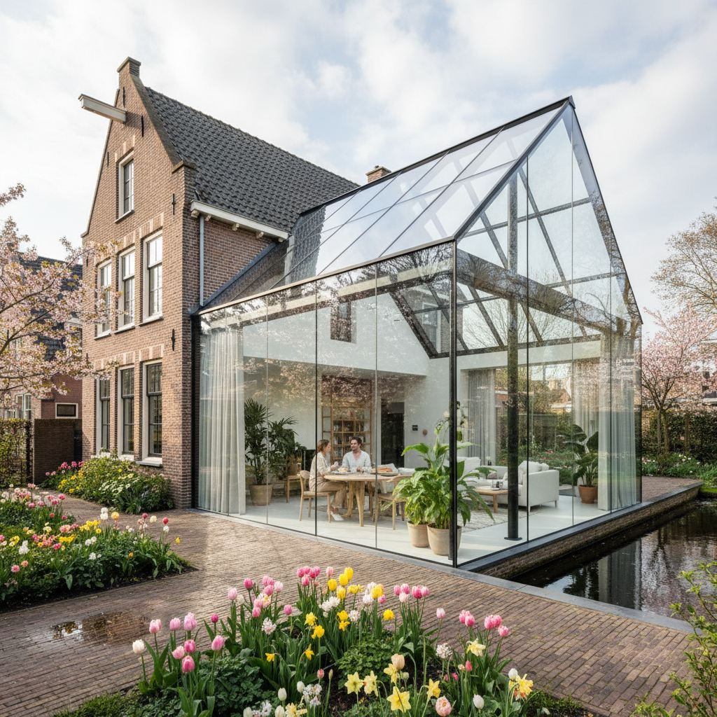 Glazen aanbouwen in beeld - Strakke glazen aanbouw