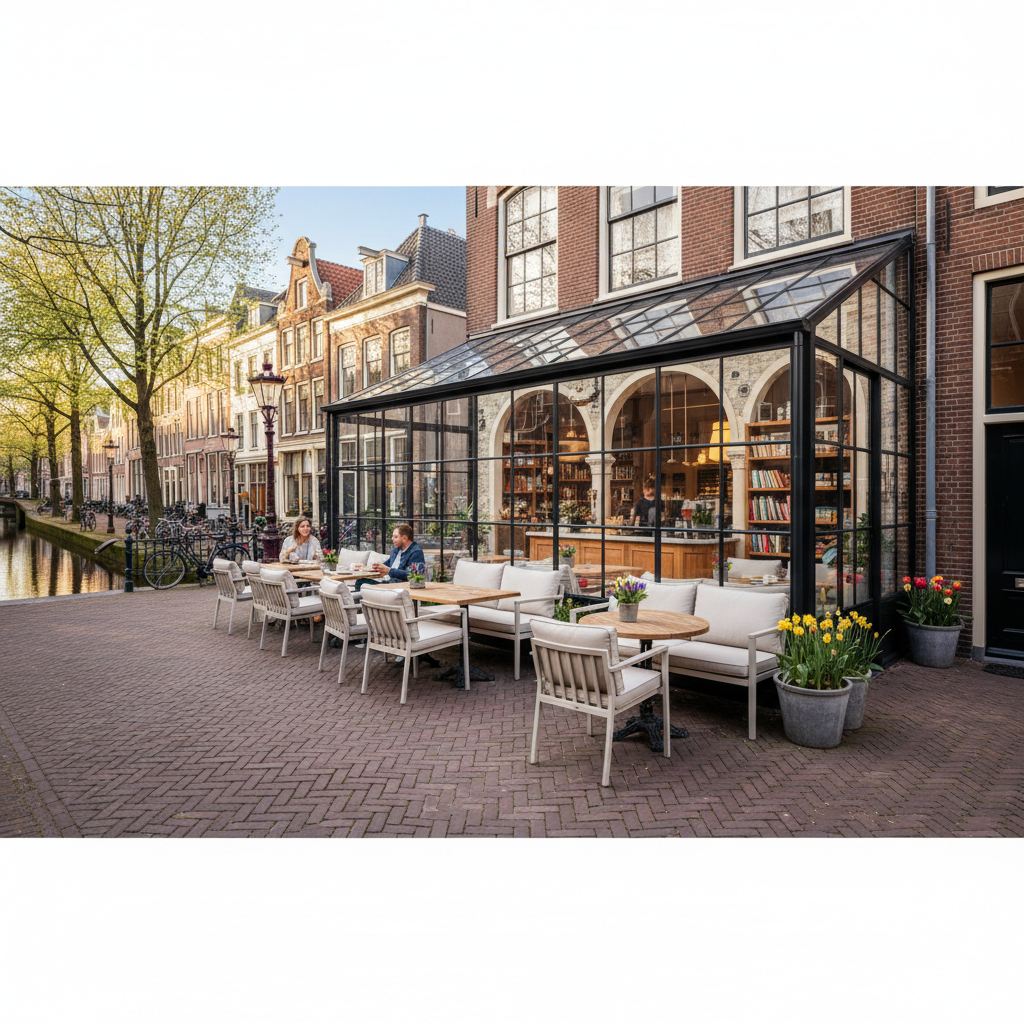 Horeca serres in beeld - CafÃ© met all-weather serre