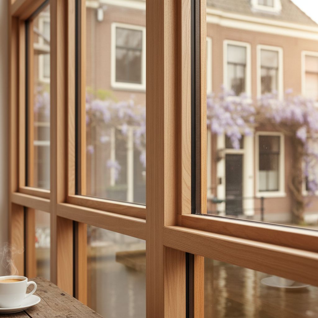 Houten serres in beeld - Detail hardhouten kozijnverbinding