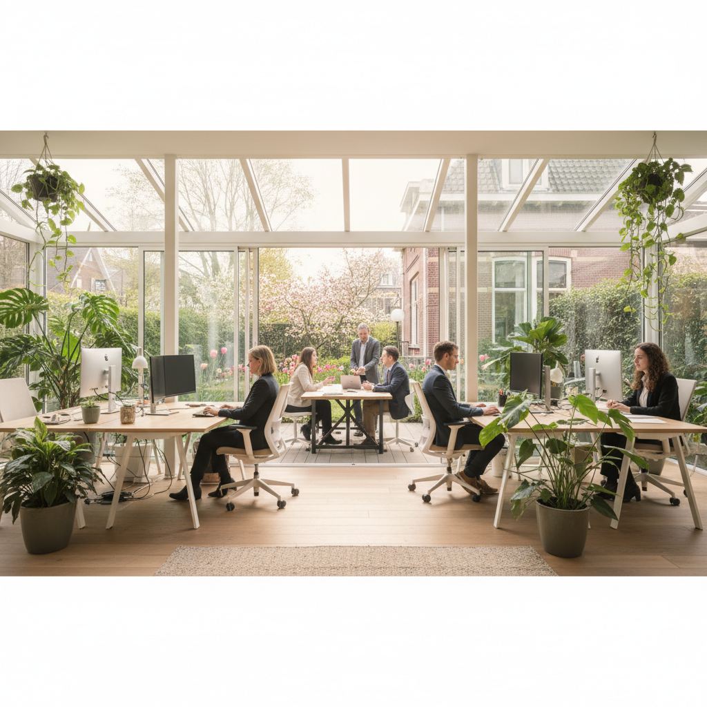 Kantooruitbouwen in beeld - Werkplek in glazen aanbouw
