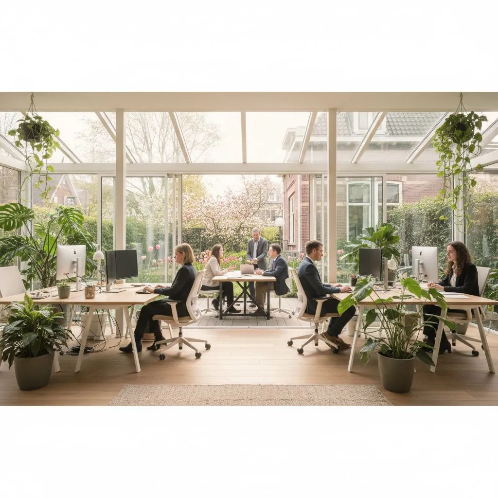 Kantooruitbouwen in beeld - Werkplek in glazen aanbouw