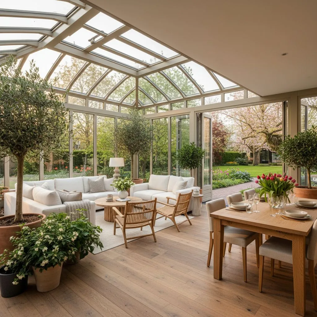 Voorbeelden van serres op maat - Sfeervol interieur met veel daglicht